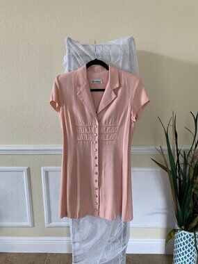 Oliva D. Ultra Dress | Pale Pink Vintage Secretary Style Button Down Dress